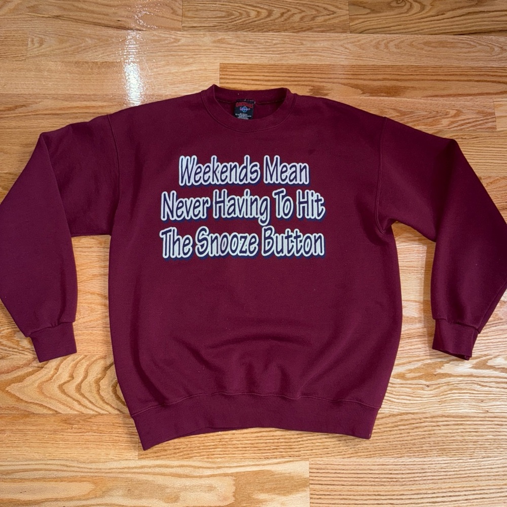 Vintage Crewneck Sweatshirt Womens Size Large Weekend Work Adult Humor Snooze